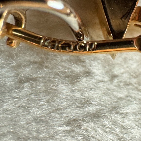 Elegant 14K Gold (White and Yellow) Hoop Earrings - Picture 5 of 6